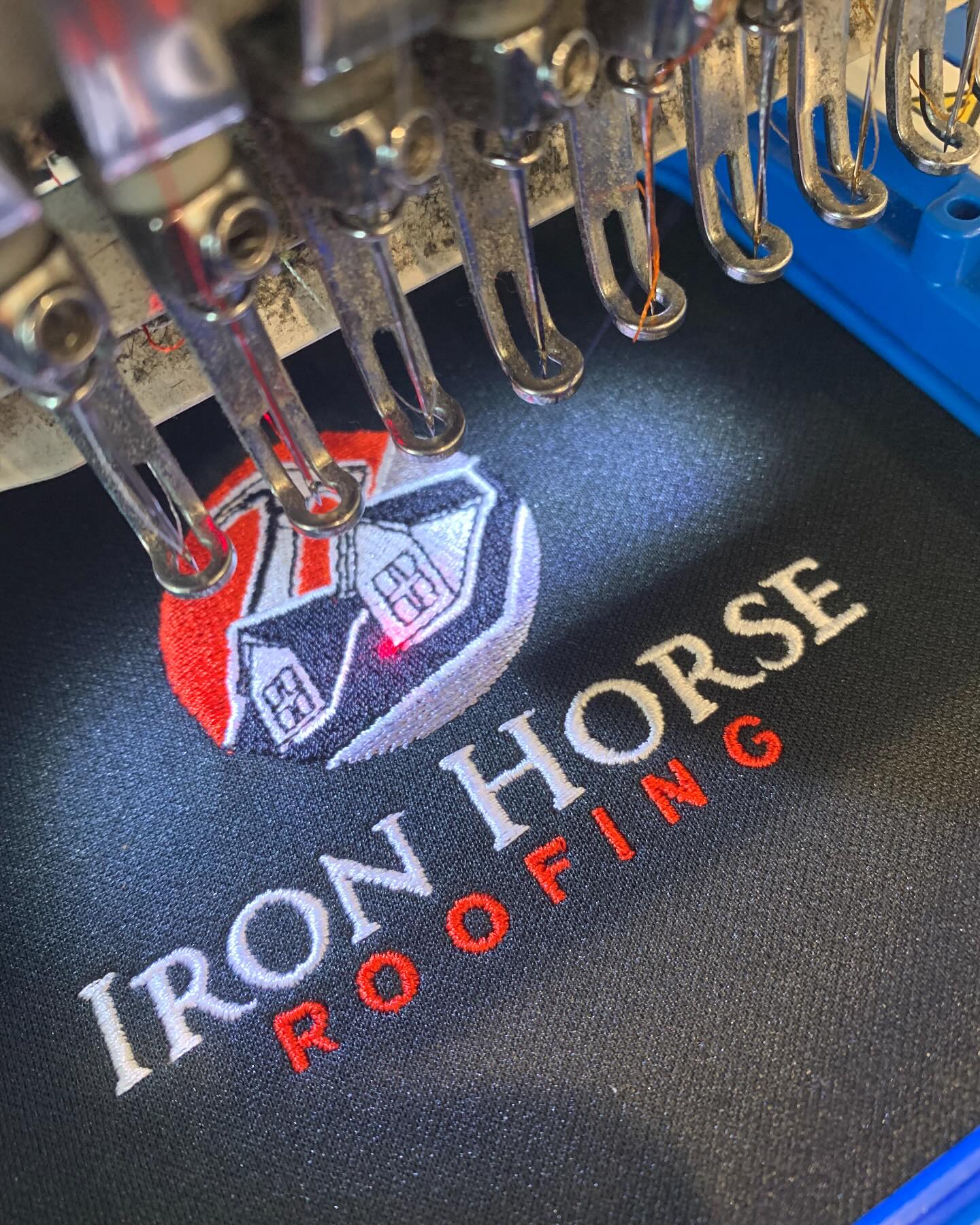 Embroidery in progress at Prolific Printwear