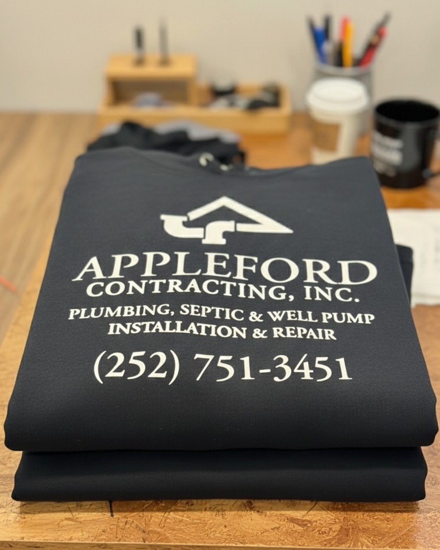 Appleford Contracting screen printed hoodie